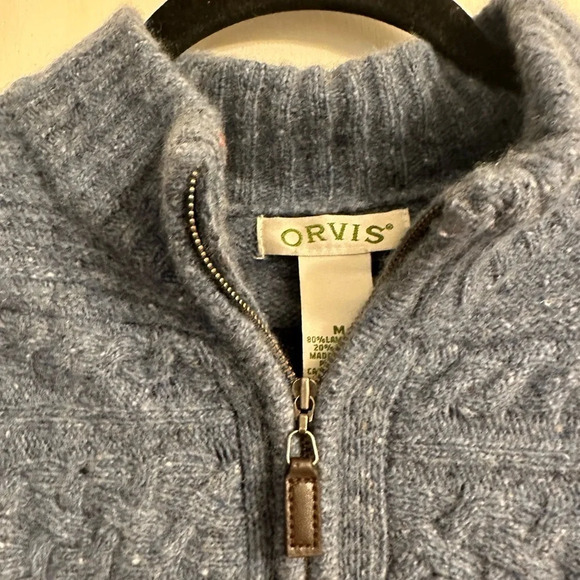 Orvis Men's Lambswool Vintage zip Up Sweater Vest - Picture 3 of 4